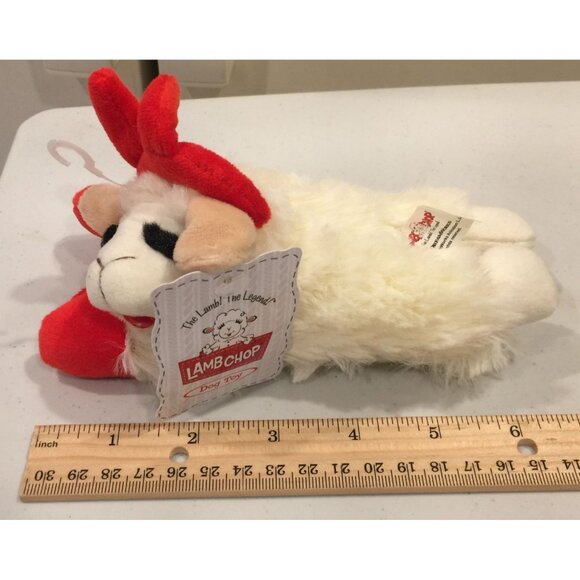 Lamb Chop 6" Plush Halloween Devil Horns Red Paws Squeak Dog Toy - Picture 6 of 6